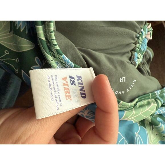 NEW Kitty & Vibe Halter One Piece Swimsuit Blue Green Floral Large - Picture 8 of 8